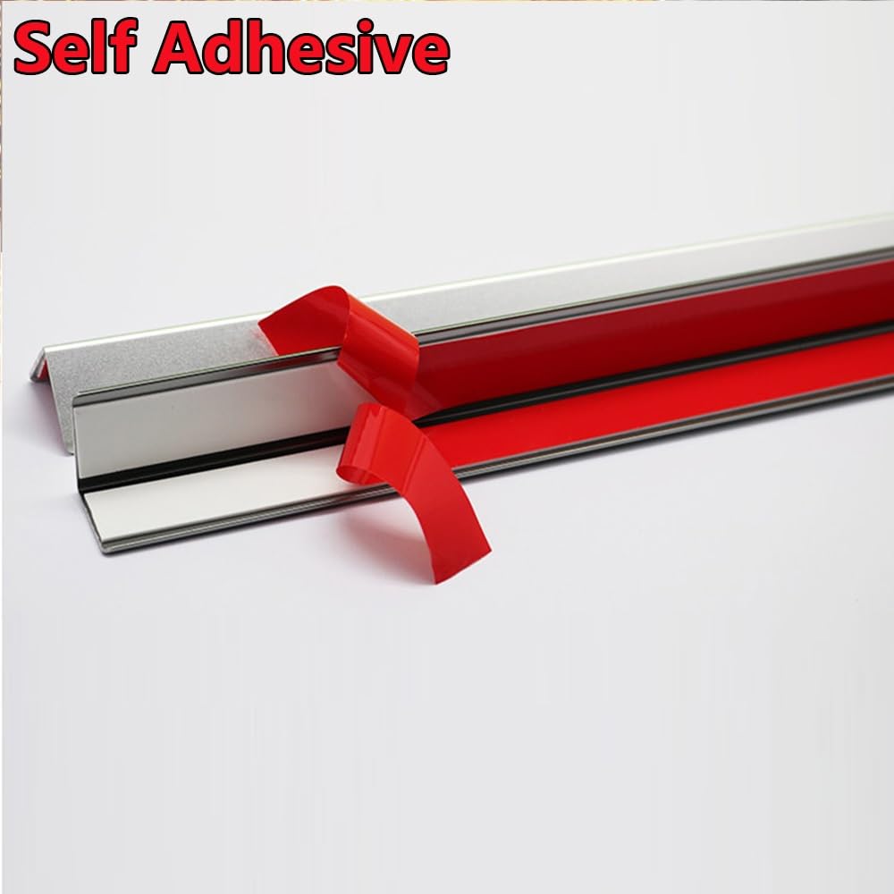 Protectores de esquinas con moldura en L metal for paredes autoadhesivos Tira borde pared lateral doble aluminio for muebles Zócalo Puerta Ventana(Silver,L 100 x W 4cm(39" x 1 3/5"))