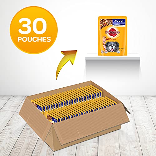 Pedigree-Adult-Wet-Dog-Food-Grilled-Liver-Chunks-Flavour-in-Gravy-with-Vegetables-70-g-Pack-of-30-Complete-Balanced-Nutrition-for-Adult-Dogs