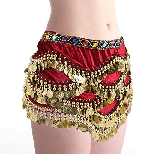 BESPORTBLE, dança do ventre e dança do quadril, saia dançante com moedas, faixa indiana para mulhere