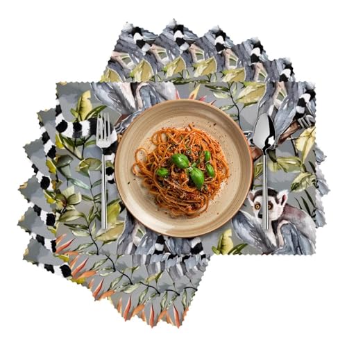 Sets de table lémuriens gris anti-rayures et chaleur pour dîner