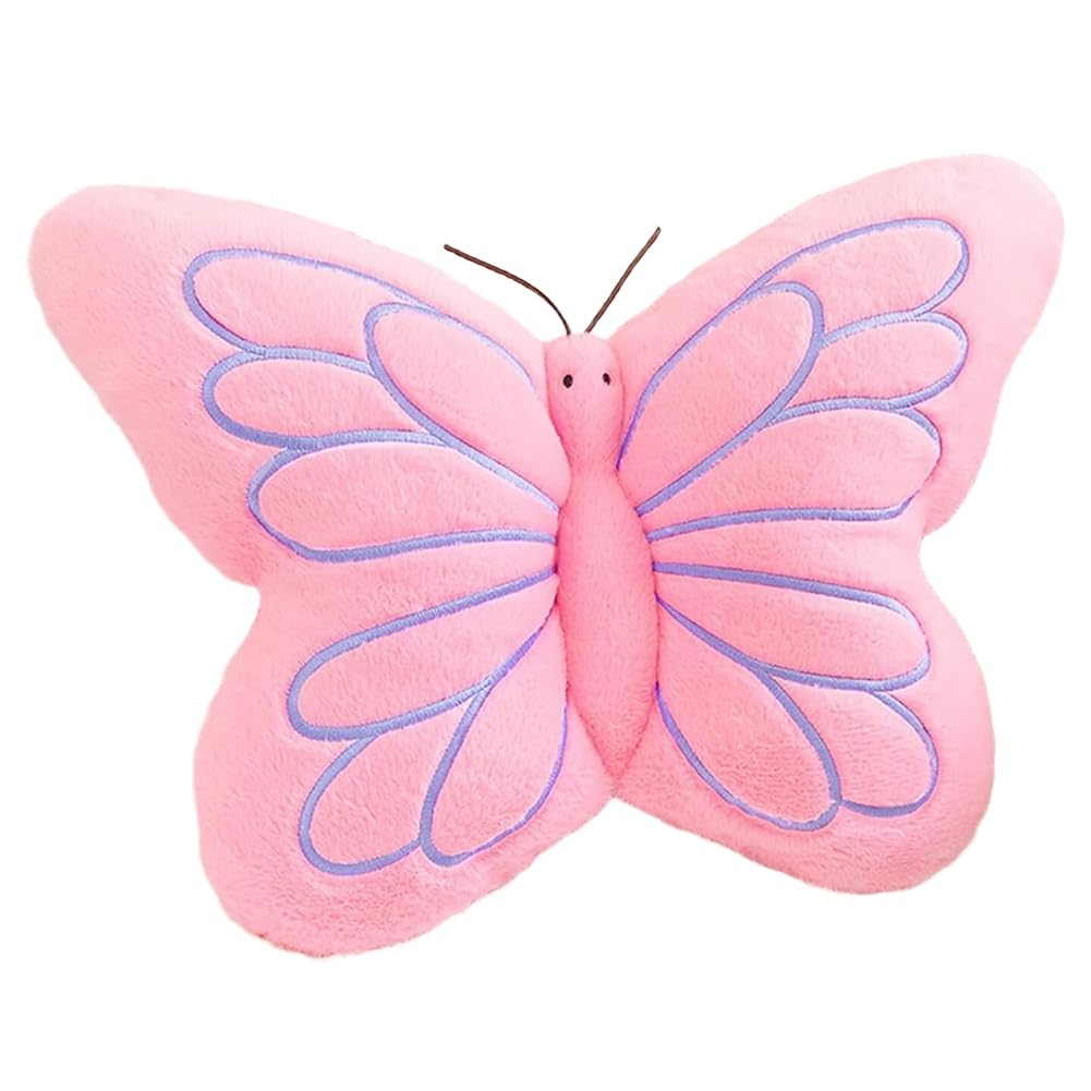 Mcnhbdgg Soft Plush Butterfly Shaped Pillow Decorative Throw Cushion for Bedroom, Living Room, Sofa Couch Pink