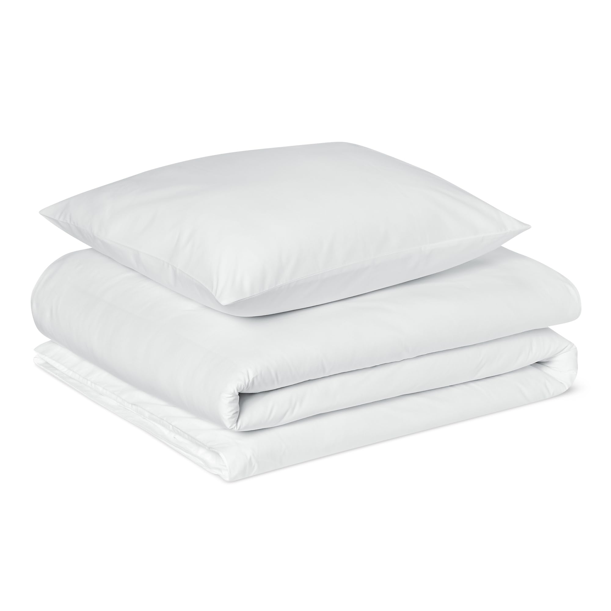 Amazon Basics Bettwäsche 135x200 100% Bio Baumwolle 2teilig, Extra Weich, Bettbezug 135x200 cm & 1 Kissenbezug 80x80 cm, Weiß
