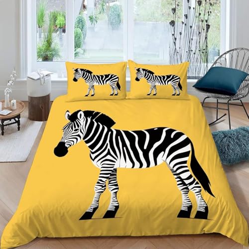Funda Nordica Cama 135 de 3 Piezas Cebra 3D Funda Nórdica 220x220 Animales Salvajes Ropa de Cama Microfibra Funda de Edredón para Adultos + 2 Fundas de Almohada M.453