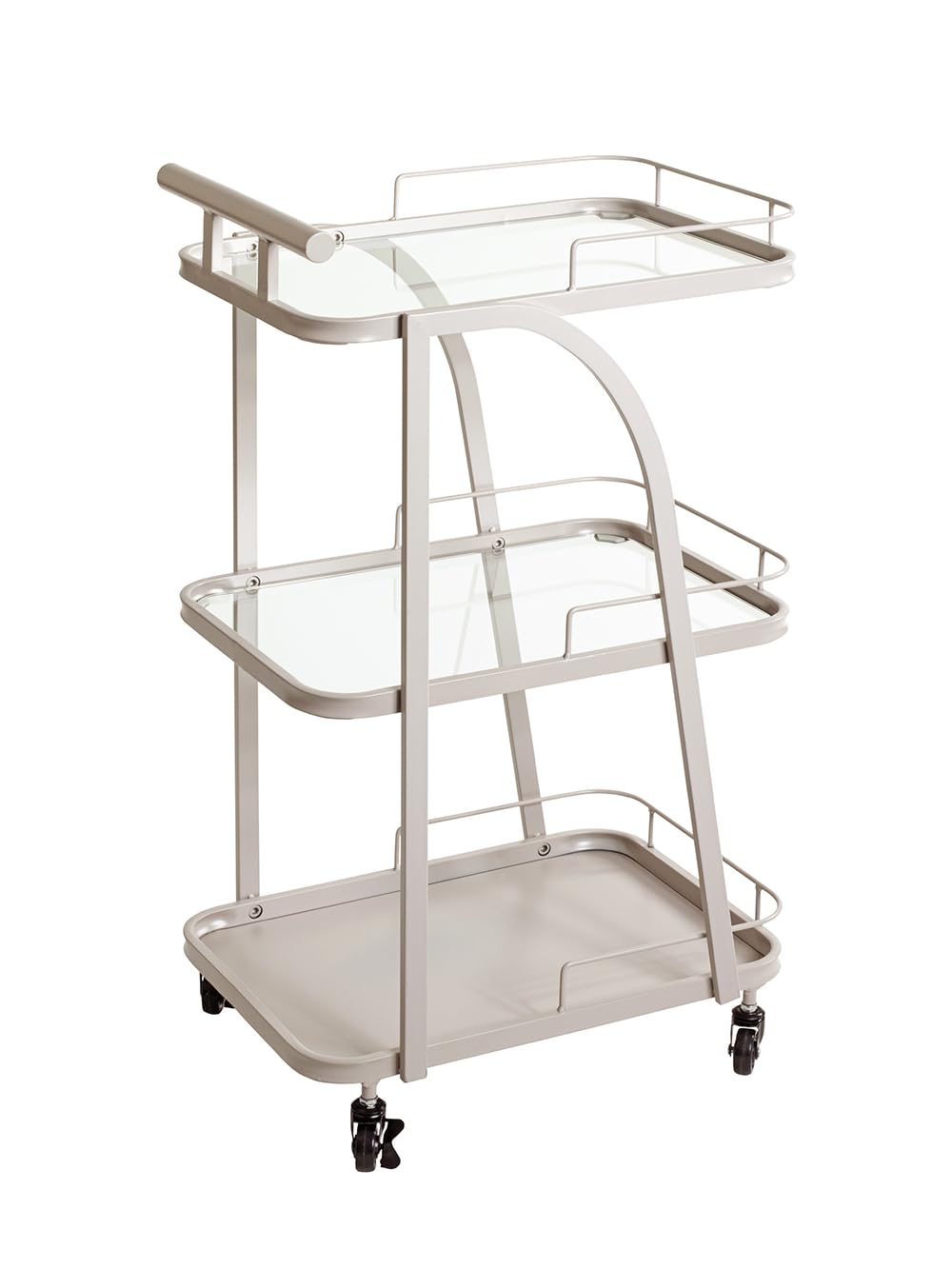 HAKU Carro de Servicio Gris Cachemira, Metal, Vidrio de Seguridad de 5 mm - Dim.: An 35 x Al 79 x P 45 cm, Estilo: Moderno
