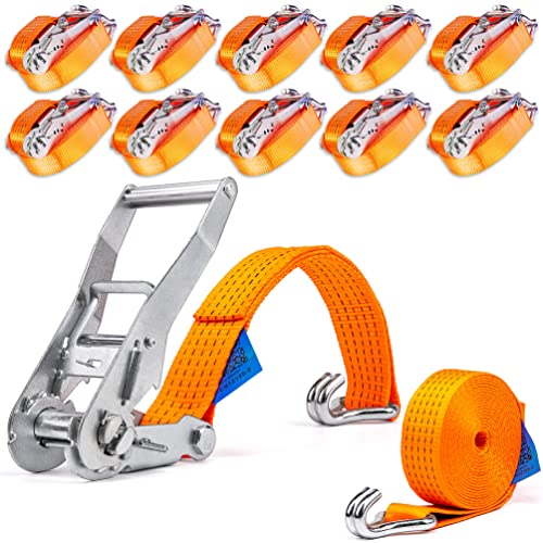 10 Stück 5000kg 6m Spanngurte mit Ratsche und Haken 2 teilig 50mm Ratschengurte