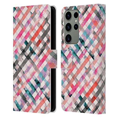 Étui portefeuille en cuir compatible Samsung S23 Ultra Ninola rose
