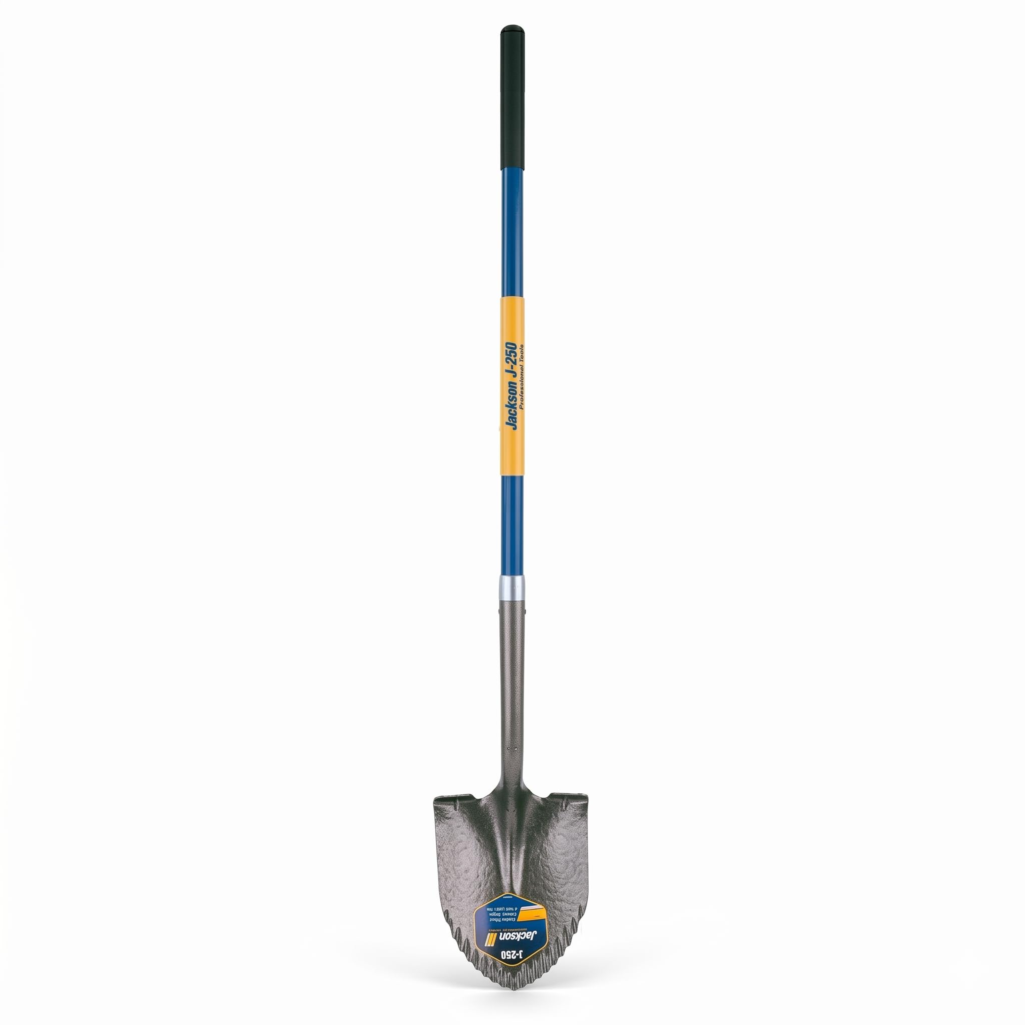 Jackson Original Spatenschaufel mit Wellenschliff – Gehärteter Kohlenstoffstahl, Schwanenhalsform & Trittschutz – Ergonomischer 120 cm Fiberglas-Stiel & Soft-Griff – Profi Spatenschaufel