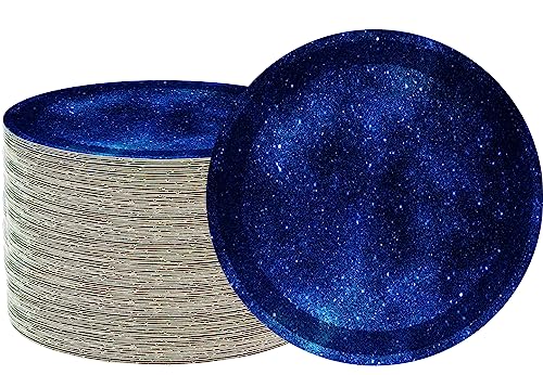 40Pcs Starry Galaxy Party Supplies Space Galaxy Party Paper Plates Star Party Dessert Plates for Outer Space Theme Boys Girls Baby Shower Starry Night Solar System Birthday Party Decorations (Starry)