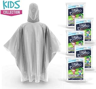 Hagon PRO Disposable Rain Ponchos for Kids (5 Pack) Premium Quality 50% Thicker