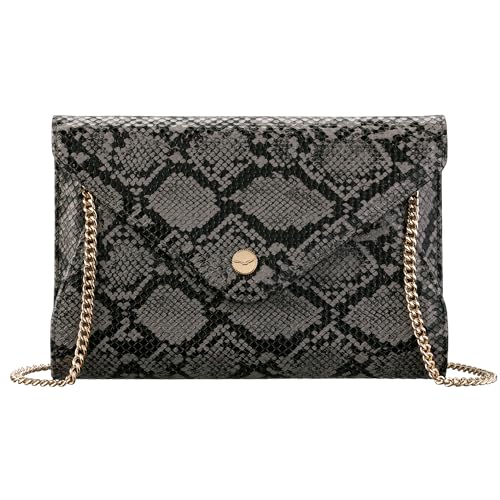 Claasico Evening Clutch Purses For Women - Elegant Envelope Clutch RFID Bag with Detachable Chain (Frost Snake (Grey))