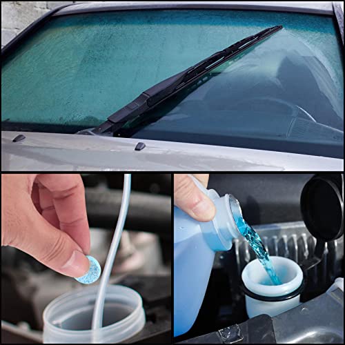 Siyurongg 120 Pcs Car Windshield Washer Fluid Tablets, Solid Windshield Wiper Cleaning Washer Fluid Effervescent Tablet, for Car Kitchen Room Window Glass