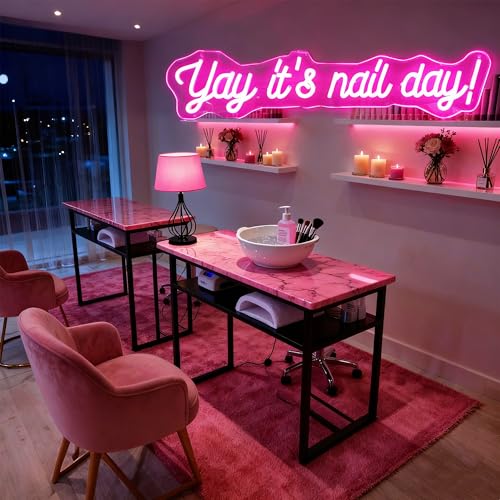 Image of Yay It's Nail Day Neon Sign for Wall Decor 16.5x6.3In