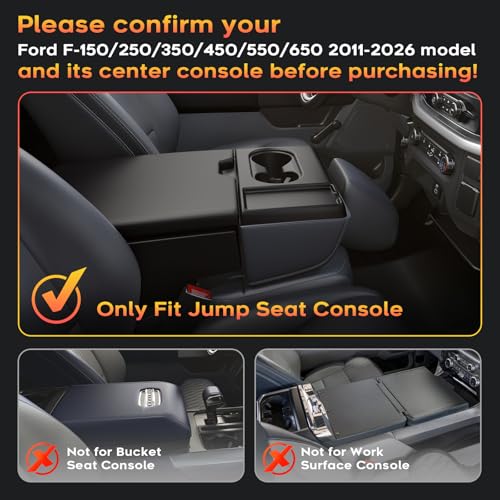 Karltys Front Center Seat Headrest Organizer for Ford F-150 F-250 F-350 F-450 F-550 F-650 2011-2026, Only for Jump Seat Console, Storage Tray with Magnetic Phone Holder and Cup Holder by Karltys - Used condition - Image 2