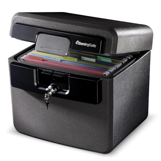SentrySafe Fireproof and Waterproof Safe Box with Key Lock, File and Document Safe, 0.65 Cubic Feet, 14.3 x 15.5 x 13.5 inches, HD4100,black
