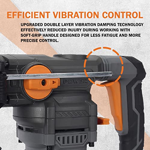 Kseibi Variable Speed Rotary Hammer Drill 1-1/4 Inch, Sds Plus Demolition Hammer For Concrete Drill 13Amp, 4 Functions Reduced Vibration System #TOP7