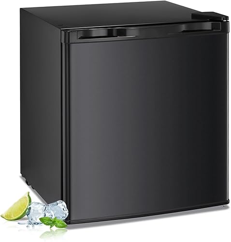 R.W.FLAME Mini congelador de 1.1 pies cúbicos, congelador pequeño reversible de una sola puerta, congelador vertical con estantes, pies ajustables