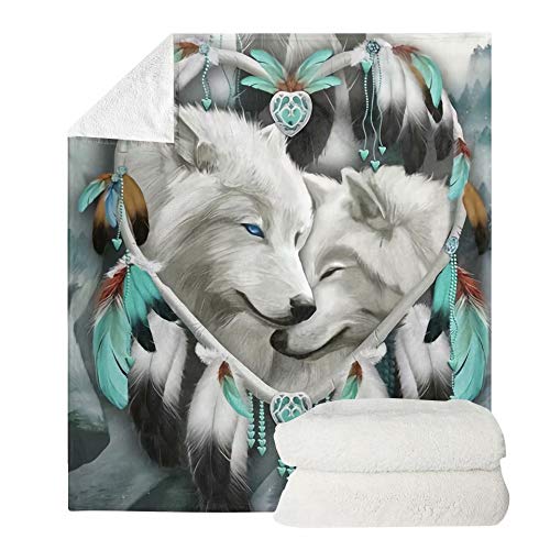 chaqlin Flannel Blanket Animal Wolf Blanket for Adult Kids Child Home,Sofa,Bedroom,Office Travelling Camping Lazy Warm Blanket-90x120 cm โ image 1
