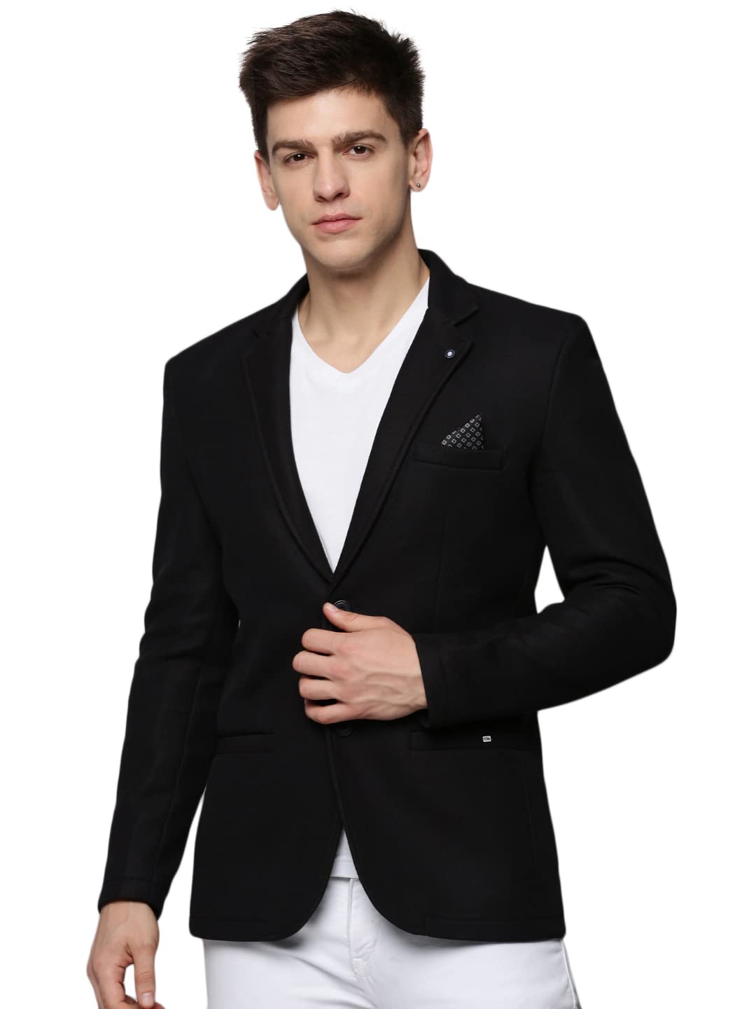 showoffff SHOWOFF Men's Notched Lapel Solid Black Open Front Blazer-AR-032_Black-picture-27