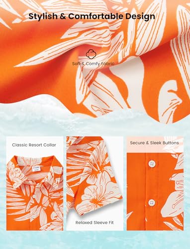 Image of PATPAT Family Hawaiian Matching Outfits - Mommy and Me Vacation Outfits | Halter Sundresses and Button Down Shirts,Caribbean Vacation Summer Tropical Outfits,Hawaiian Boho Tropical Floral Printed