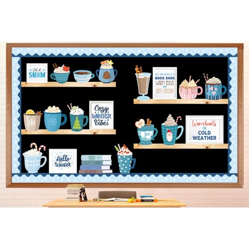 Mooliwe 57 Pcs Winter Christmas Hot Cocoa Bulletin Board Set
