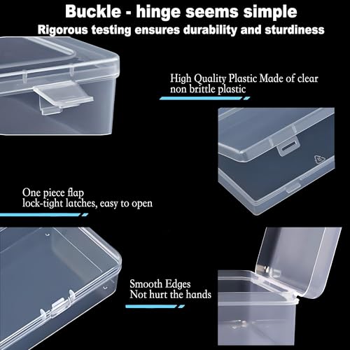 Image of Square Plastic Storage Boxes with Lids, Organizer Containers for Small Parts, Crafts, Jewelry, Office Supplies,Nails, SMT components (Clear, 28 Pcs 3 x 3 x 1 in)