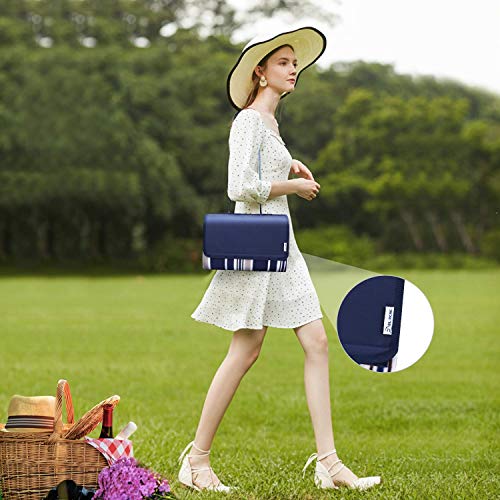 Picnic Blanket, Waterproof SandProof with Picnic Recipes Book (60\" x 80\", Blue)