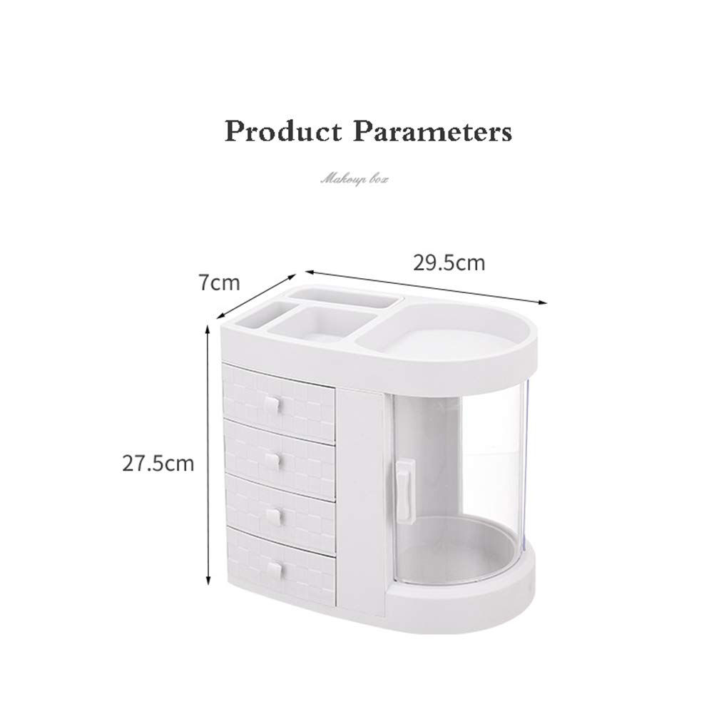 Caja Organizador de Maquillaje, Organizador de Cosméticos, Compartimento de Almacenamiento de Cosméticos con Múltiples Funciones Saludable, White