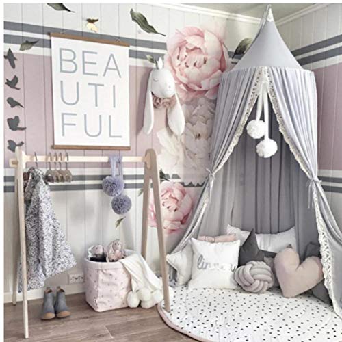 Gamloious Lit bébé en Mousseline de Soie Netting baldaquin Rideau Lit pour Enfant Lit Ronde Netting Accessoires de Photographie Tente Dentelle moustiquaire Chambre bébé Décoration Rose