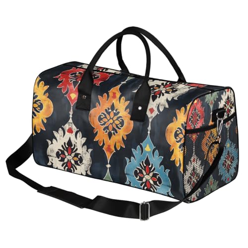 Colorful Flower Travel Duffle Bag for Women Men Foldable Waterproof Weekender Bag Carry on Tote for Overnight Sports Gym Vintage Bohemia2