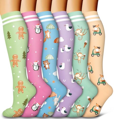 Image of Bluemaple 6 Pack Copper Compression Socks for Women and Men Circulation-Best Support for Medical, Running,Nursing,Athletic