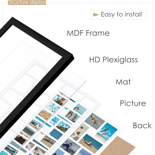 Image of DUENPY 22x32 Collage Picture Frame 4x6 Picture Frames Collage Wall Decor Displays twenty four 4x6 inch Photos Available Horizontal Wall Mounting Display and Vertical Black
