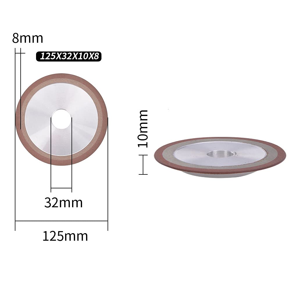 Meule Diamantée en Résine 125mm OD, 32mm ID, Meule Diamant d'Affûtage de Meule Abrasive, pour Meulage, Polissage de Acier Dur, Pierre