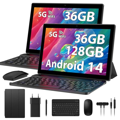 RUSHAR Newest Tablet 10 Pulgadas Android 14 Tablets con 5G WiFi,36GB RAM+128GB ROM (TF 1TB),FHD...