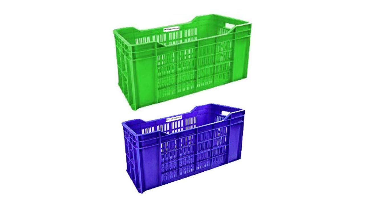 Swift International Storage Plastic Crate/Heavy Duty Multipurpose Crates | 2 Pieces (Green-Blue Size- 54cm x 36cm x 29cm)-image-20
