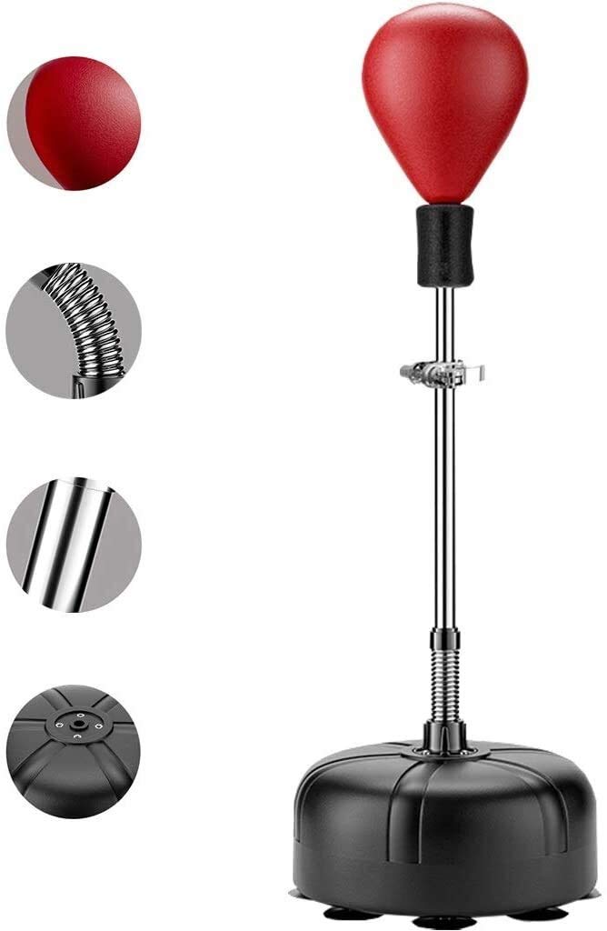 KULZTT Height Adjustable Freestanding Punching Ball Speed Bag Strong Durable Spring Withstands Tough Hits for Stress Relief & Fitness (Size:4545160cm) (Color : Red, Size : 4545160cm)