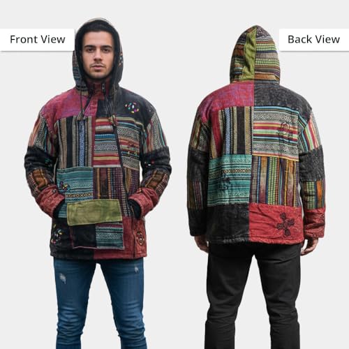 Veste à fermeture éclair et motifs croix en patchwork ethnique unique