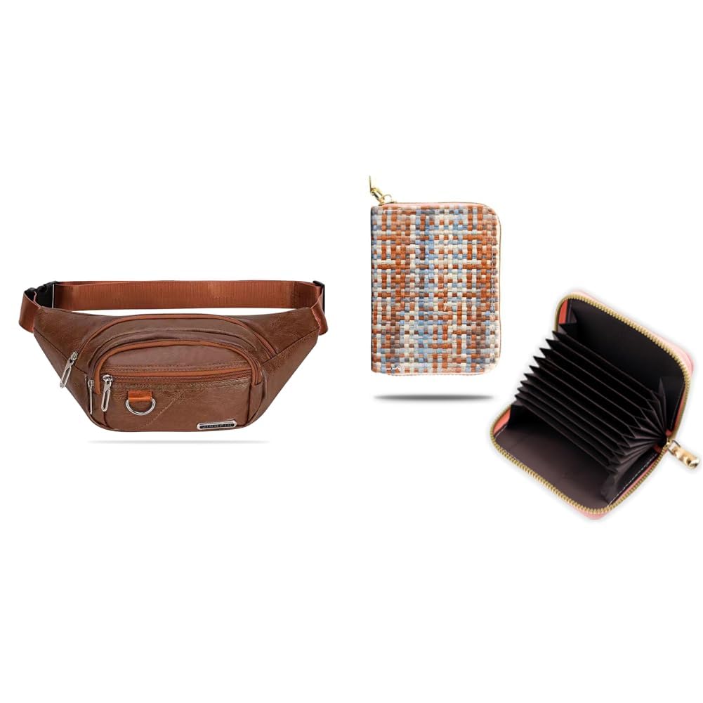PU Leather Waist Bag | Fanny Pack & Crossbody Bag for Travel, Running, Hiking & Gym | + Wallet for Unisex - The Ultimate Stylish and Compact Credit, Debit, ATM Card Holder Organizer-image-34