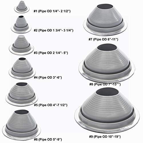 Eagle 1 Epdm Flexible Roofing Pipe Flashing Boots - On Site Adjustable Roof Pipe Jack Boot With Round Base (Standard Gray, 3) #TOP3
