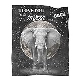 I Love You to The Moon and Back Elephant Throw Blanket Soft Flannel Summer Air Conditioner Blanket Warm Blanket for Bed Couch Living Room(50'x40')