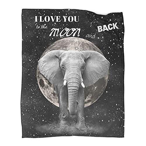I Love You To The Moon And Back Elephant Throw Blanket Soft Flannel Summer Air Conditioner Blanket Warm Blanket For Bed Couch Living Room(60"X50") #TOP9