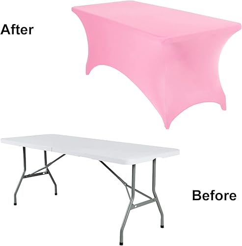 Miniatura 193 de Paquete de 2 manteles rectangulares impermeables de elastano, 6 pies, color negro, elástico, resistente a las manchas, para todas las estaciones