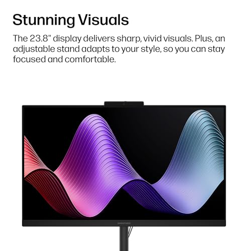 Image of HP OmniStudio 23.8 inch All-in-One Desktop PC, FHD Display, AMD Ryzen AI 5 40, 16 GB RAM, 512 GB SSD, AMD Radeon Graphics, Windows 11 Home, Jet Black, 24-cv0150 (2026)