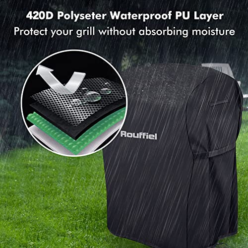 Rouffiel Gas Grill Covers, 30 Inch Bbq Grill Cover 420D Heavy Duty Waterproof, Outdoor Barbecue Cover Non-Fade And Rip Proof Fits Grills Of Weber, Char-Broil #TOP2