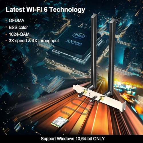 WiFi 6 Wireless Card AX210 NGW Bluetooth 5.3 Tri-Band 2.5G/5G 5400Mbps for Desktop PC Supports Windows 10/11 (64bit) M.2/ NGFF Includes Ipex Cable,... - Image 4