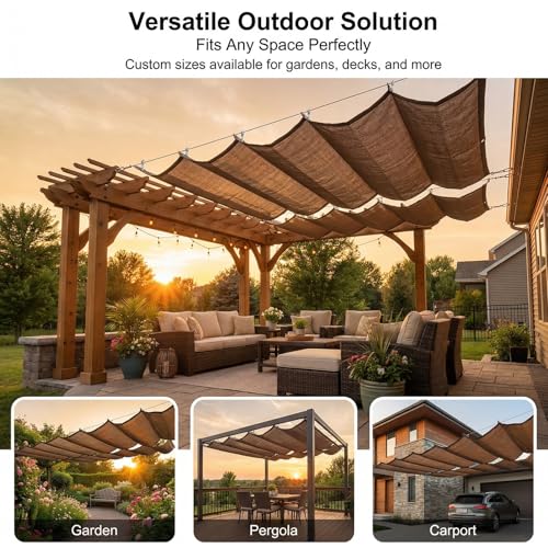Voile d'ombrage rétractable pergola protection UV couverture auvent terrasse