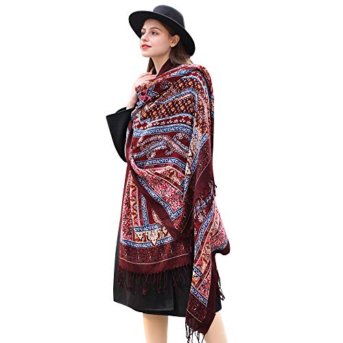 Winter Woll Oversize Damen Pashmina Schal Umschlagtücher mit Kaschmir Gefühl, Le
