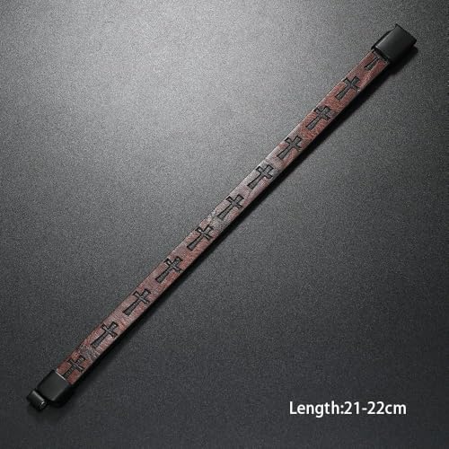 1PC Cross Unique Clasp Woven Bracelet, Leather Band Bracelet, Stylish Cross Design for Women and Men, Classical and Fashion Jewelry Accessory(Brown)4