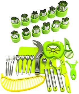 30 PCS Fruit slicer set Fruit Shape Cutters, mini Cookie Cutters, Apple Slicer, Avocado Cutter, Banana Slicer, Watermelon Cutter, melon baller, Carving Knife, vegetable cutters Carespot