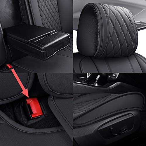 Image of Aierxuan Car Seat Covers for Most Cars with Faux Leather Full Set (Black)