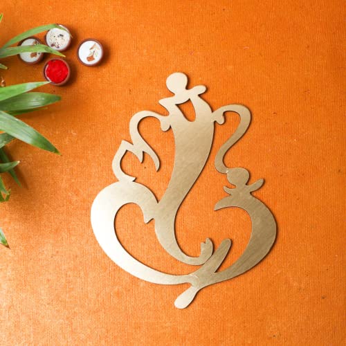 Image of Desi Favors Lasercut Lord Ganesha Cutout | Gold Traditional God Decor | Vinayaka Chavithi Pooja, Wedding, Housewarming Decorations | Ganapathi Stencil Cutouts | 14x11 Inch (Pack of 1)